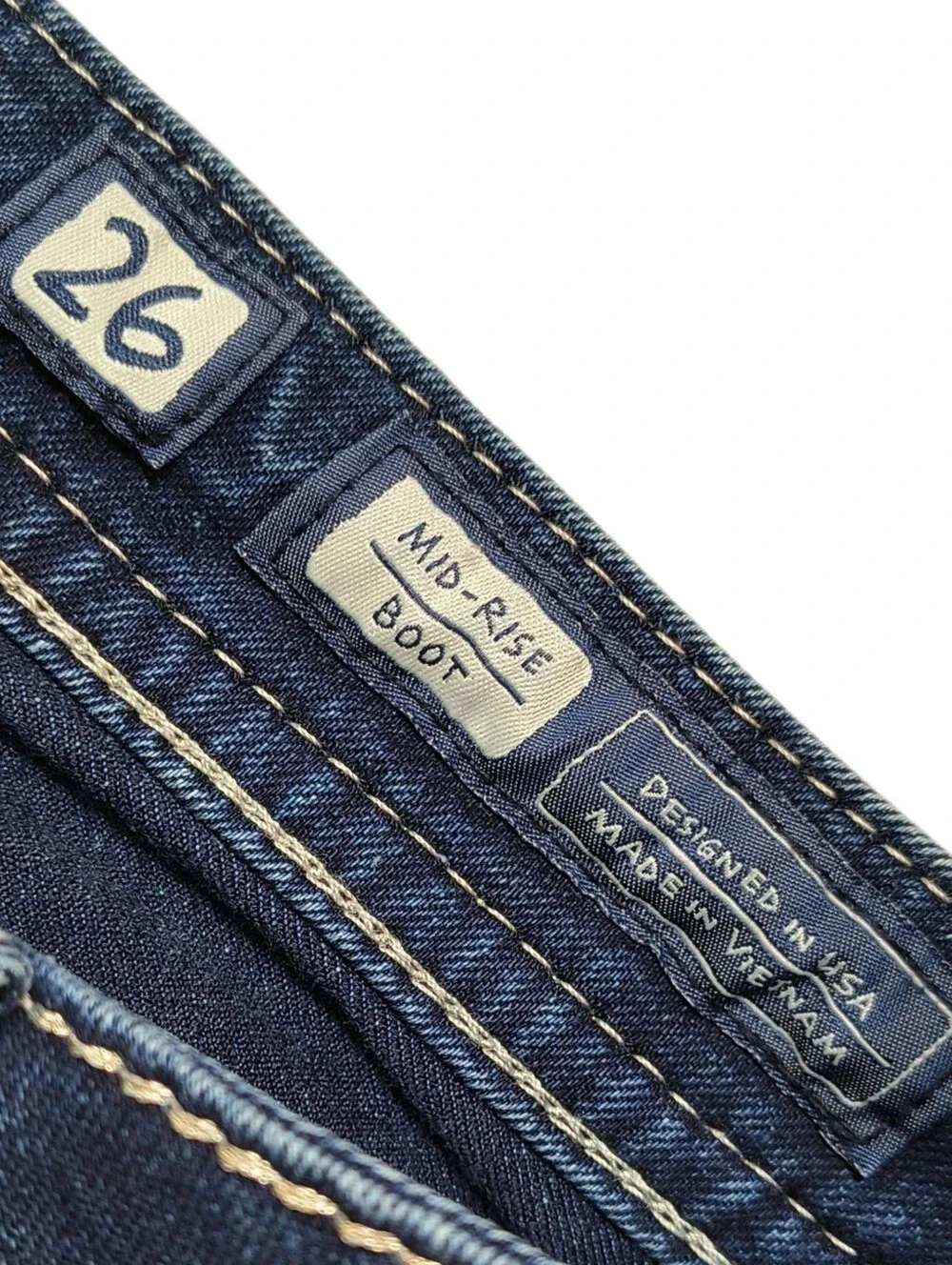 Miss Me Dark Blue Boot Cut Jeans with Rhinestone Cross Pockets Size 26